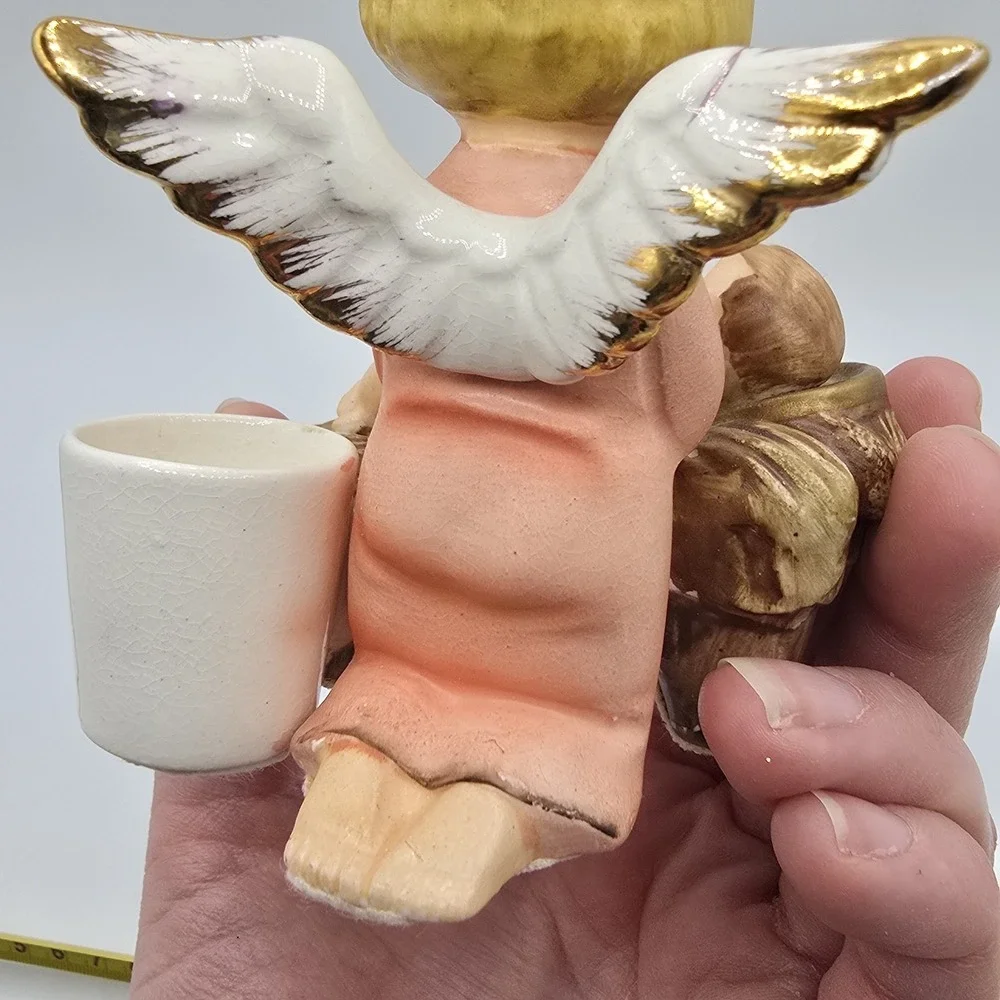 Vintage Angel And Baby Jesus Nativity‎ Candle Holder Christmas Decor